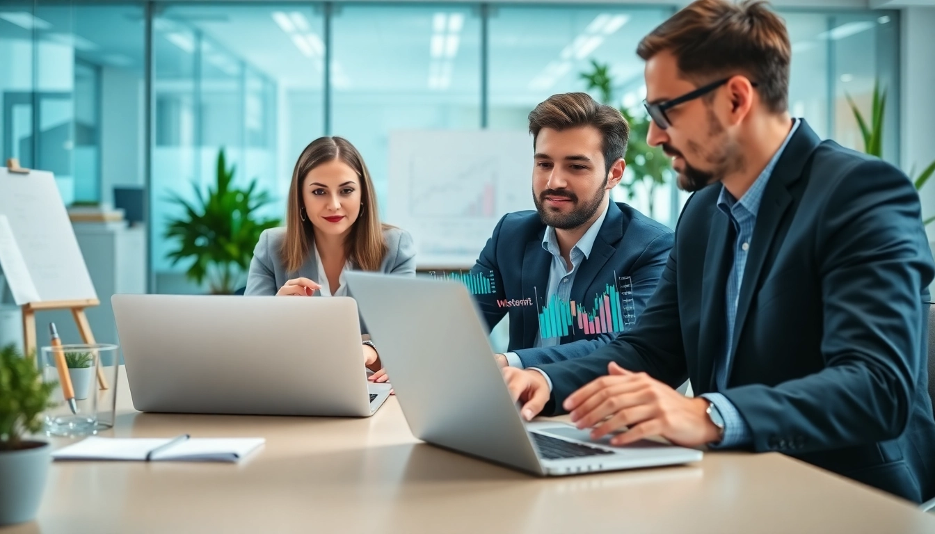 Find competitor pricing through professionals analyzing data in a modern office.