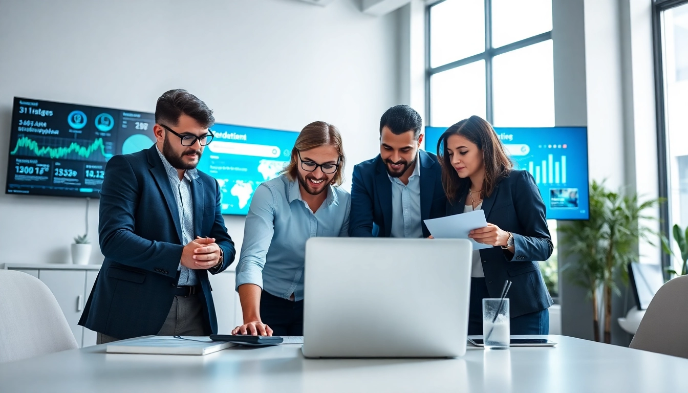 Dịch vụ seo với nhóm chuyên gia marketing số đang thảo luận và làm việc.