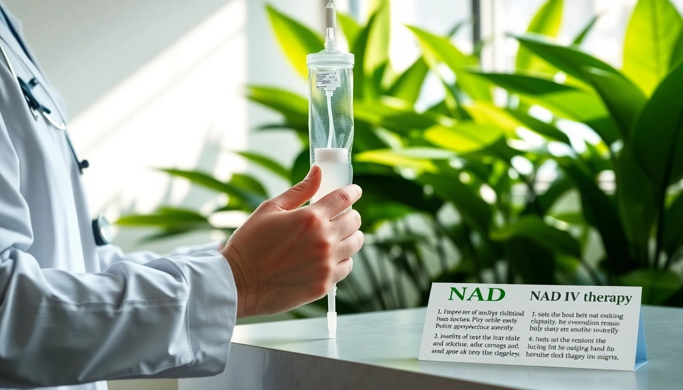NAD IV therapy cost displayed in a professional healthcare setting highlighting a nurse preparing the IV.
